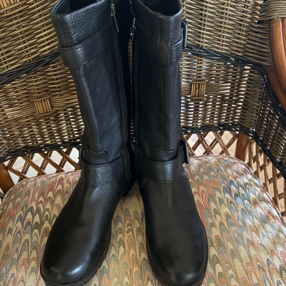 Black Leather Zip Riding Boots by Gentle Souls